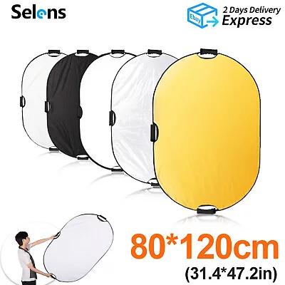 5in1 120cm 48  Light Reflector Panel Photography Collapsible Diffuser Handle • £15.99