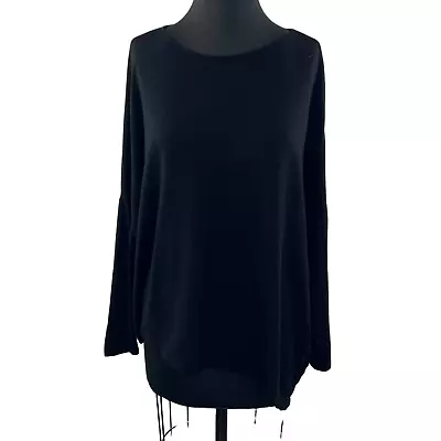 Majestic Paris Black 1 Top Viscose Round Neck 3/4 Sleeve Pullover Regular Fit • $45