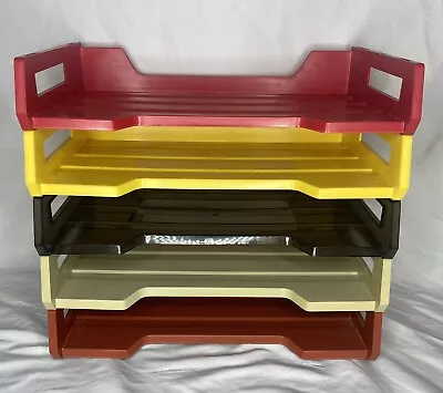 Vintage Rogers 5 Tier Letter Desk Paper Tray Organize Stacking MCM Plastic USA • $39.98