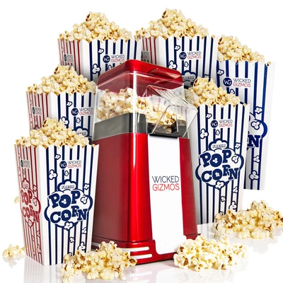 £19.94 • Buy Popcorn Maker Machine Retro Hot Air Popper With 6 Boxes Healthy Snack Fat-Free 