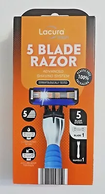 5 Blade Razor Handle & 1 Blade Lacura Men Accublade Trimmer Lubricated Strip • £12.99