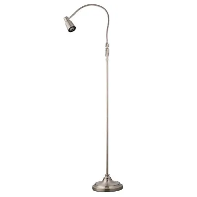 Flexi Satin Silver Heavy Base Floor Lamp C/w 9W LED Lamp • £99.99