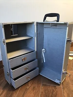 21x11.25x10.5” Silver Metal Lining Storage Doll Travel Trunk Case Excellent #L33 • $89