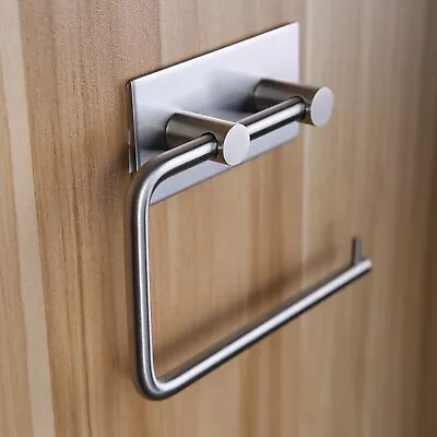 Bathroom Toilet Roll Paper Holder Towel Hook Rack Self Adhesive Stainless Steel • $17.92