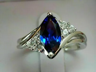 2CT Marquise Cut Lab Created Sapphire Diamond Women's Ring 14K White Gold Plated • $89.05