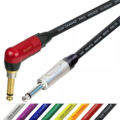 £30.84 • Buy Van Damme Guitar Lead Neutrik 1/4  Straight To Silent Right Angle Jack Plug