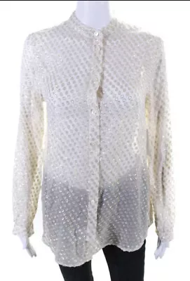 Equipment Femme Womens Silk Polka Dot Gold Long Sleeve Button Down Shirt Size XS • $45