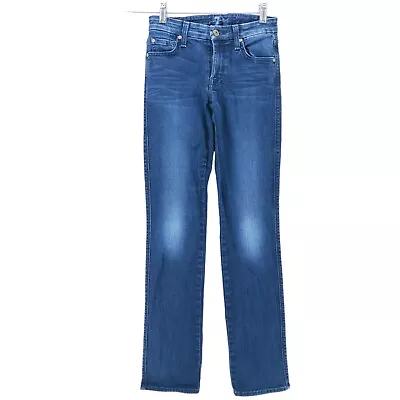 7 For All Mankind Kimmie Straight Leg Stretch Low Rise Jeans Size 24 • $19.88