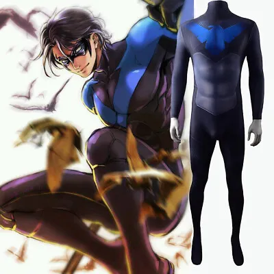 $24.99 • Buy Comic Nightwing Jumpsuit Robin Cosplay Costume Bodysuit For Adult Kids Halloween
