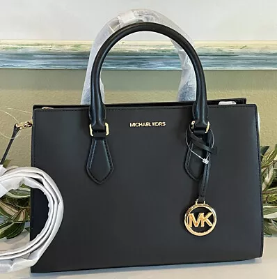 Michael Kors Sheila Medium Triple Compartment Satchel Shoulder Bag Mk Black Gold • $124.99