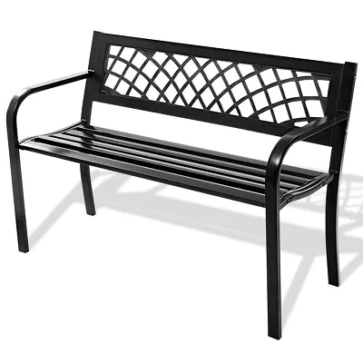 Outdoor Furniture Garden Bench Steel Frame Weatherproof Patio Loveseat • £63.95