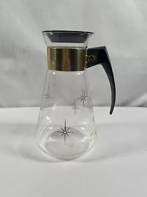 Vintage Corning Coffee Carafe Pot Gold Atomic Starburst Pattern 6 Cup Heat Proof • $19.50
