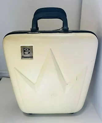 Vintage Brunswick Hardcover Bowling Ball Bag Clam Shell Case Almond Color • $10