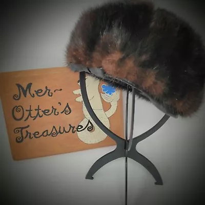 Vintage Fur Hat Mink Beret Cap 1950s By Betmar Leather Accent Bow • $49.95