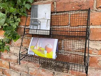 2 Tier Black White Wall Shelf Magazine Rack Books Storage Shelving Organiser NEW • £15.80