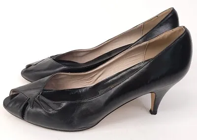 Charter Club Vintage Heels Womens Size 9 C Leather Black Shoes Italy 3  High  • $25.70