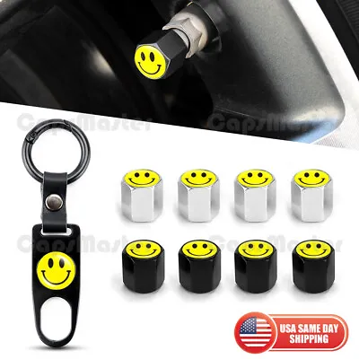 Universal Car Wheels Tire Valve Dust Stem Air Cap Keychain Happy Smile Face Logo • $9.99