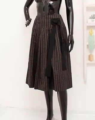 PAUW Amsterdam Skirt Pleated Flared Striped Bow 1 UK10 • £19.99