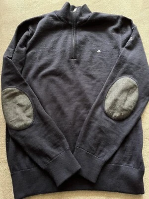 £50 • Buy J. Lindeberg Half Zip Jumper, Navy, Size M 100% Merino Wool