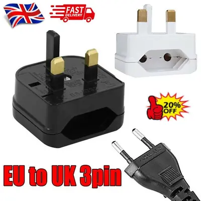 £10.99 • Buy EU European Euro Europe 2-Pin To 3-Pin - UK Travel Plug Socket Converter Adapter