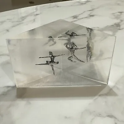 VINTAGE ACRYLIC LUCITE FLOATING Dancers Peter Pan Sculpture CUBE 1960's Sterling • £54.89