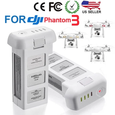 $218.52 • Buy 2X 15.2V 4480mAh For DJI Phantom3 Pro Advanced Standard Intelligent Battery