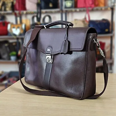 DUNHILL 15  Saddle Brown Made In Spain Leather Briefcase W Strap Shoulder Bag • $359