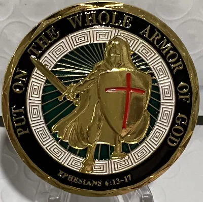 * 10 Pcs Put On Whole Armor Of God Ephesians 6-13-17 Bible Verse Challenge Coin • $27.95