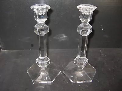$49.99 • Buy PAIR Of VAL ST. LAMBERT ELYSEE 9 1/2  CRYSTAL CANDLE STICKS