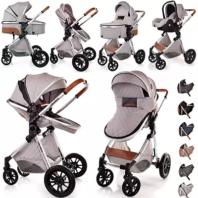 Newborn Baby Pram Pushchair Light Buggy Stroller 3in1 Travel System Car Seat • £198.99