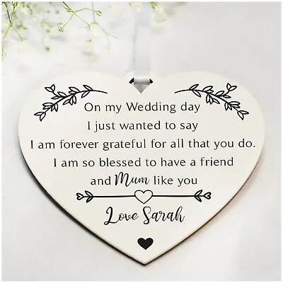 £6.99 • Buy PERSONALISED Mother Of The Bride Wooden Heart Plaque Keepsake Gifts - 6 Colours