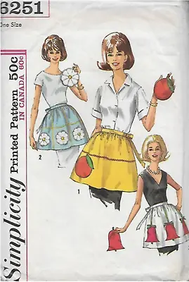 Simplicity 6251 Vintage 60s Sewing Pattern ONE SIZE - Aprons And Pot Holders • $20