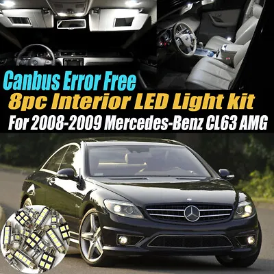 8Pc Error Free White Interior LED Light Kit For 2008-2009 Mercedes-Benz CL63 AMG • $13.69