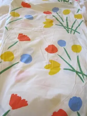 Marimekko Vintage Sheet King Size Bed Flat Sheet Tulip Pattern Made In USA • $39.99