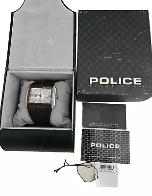 POLICE Matrix Watch Brown Leather Strap Boxed 10974JS • $68.37