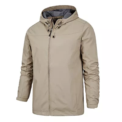 Men Waterproof Soft Jacket Outdoor Hooded Hiking Windbreaker Tactical Coats* • $35.29