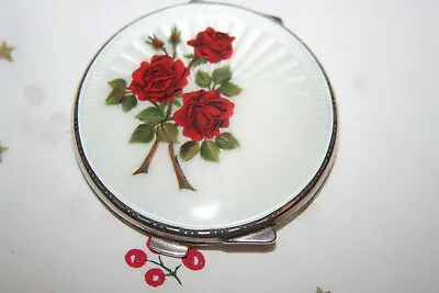 £210 • Buy Silver And Guilloche Enamel Compact With Rose Feature Hallmarked B'ham 1955