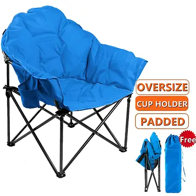 ALPHA CAMP Saucer Chair Camping Folding Chair Moon Chair Oversize With Carry Bag • $70.20