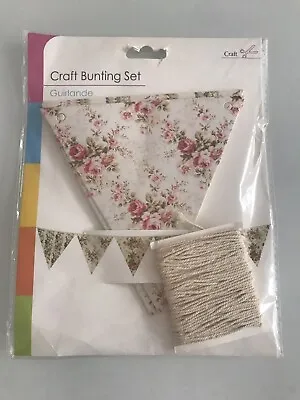 Craft Bunting Vintage Floral Card Flags - Create Yourself 12 Flags And String • £1.50