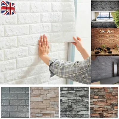 £22.29 • Buy 50PCS 3D Tile Brick Wall Sticker Self-adhesive Waterproof Foam Panel Wallpaper