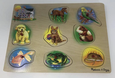 $8.89 • Buy Melissa & Doug Pets Sound Puzzle - Wooden Peg Puzzle With Sound Effects (8 Pcs)