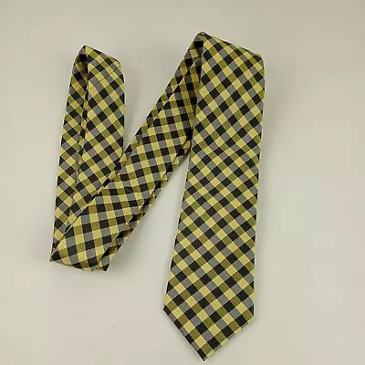 Ben Sherman Tie Men's Silk Yellow Check Business Workwear • $16.01