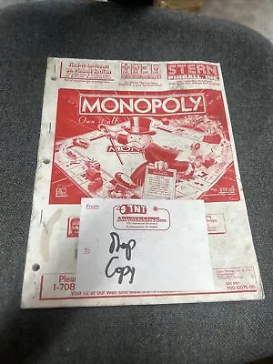 Stern MONOPOLY Pinball Machine Manual - Good Used Original • $24.99