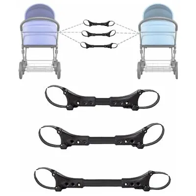 $43.47 • Buy 3 Pieces Twin Baby Stroller Connector Double  Umbrella Black For Babyzen Cart