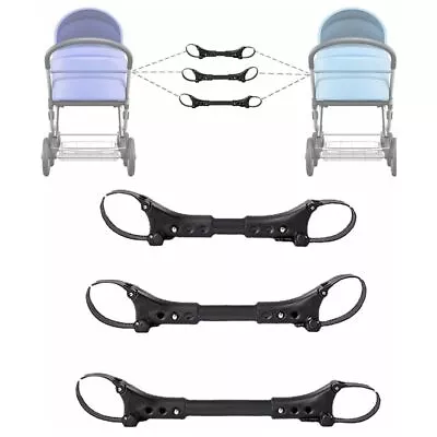 $43.47 • Buy 3 Pieces Twin Baby Stroller Connector Double  Umbrella Black For Babyzen Cart