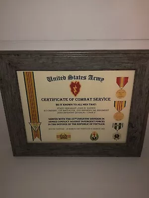 25TH INFANTRY DIVISION [VIETNAM] CERTIFICATE OF COMBAT SERVICE / Commemorative • $11.96