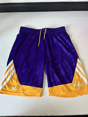 LA Lakers Shorts Mens Large NBA Adidas Purple Yellow • £13