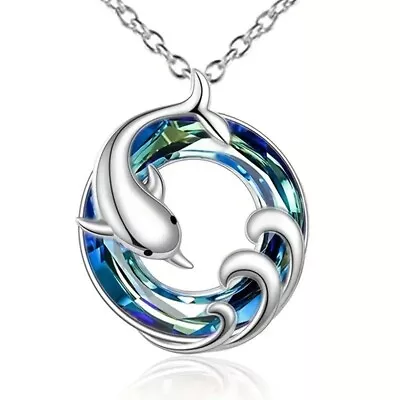 Rainbow Mystical Fire Topaz 925 Sterling Silver Charms Dolphin Pendant Necklace • $19.74