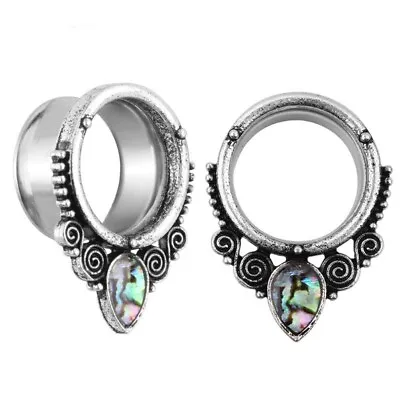 Stainless Steel Vintage Crystal Earrings Piercing Ear Gauges Tunnel Body Jewelry • $14.85