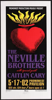 Neville Brothers Caitlin Cary Promowest Columbus OH 2002 Poster Mike Martin • $149.99